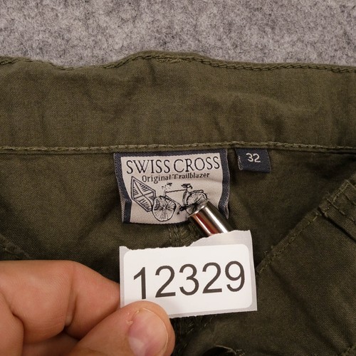Swiss Cross Shorts Mens 32 Cargo Flat Front Green Mid Rise Casual - Picture 9 of 13