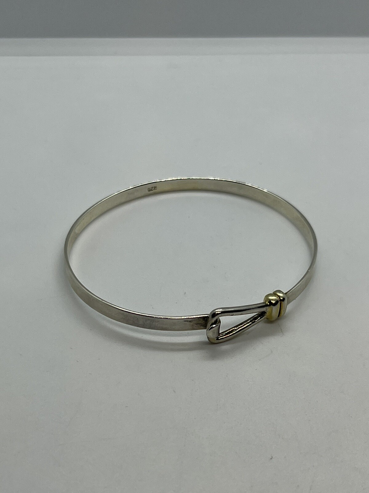 Sterling silver hook two tone bangle bracelet - image 2