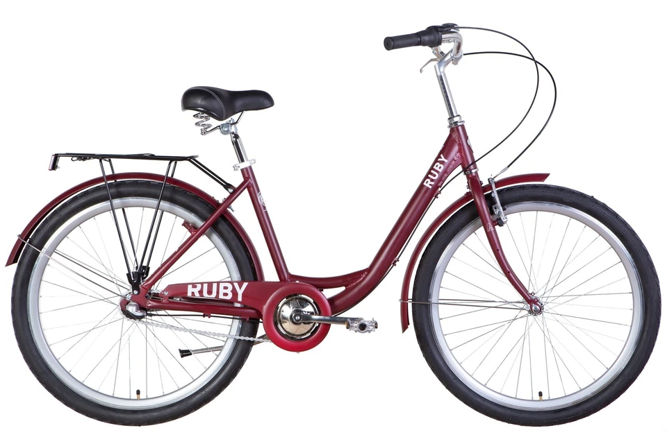 Fahrrad Trekking City Damen 26" Stadt Gepäckträger Aluminium Rubinrot RH 43 cm
