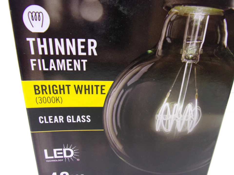 3-pc Ecosmart Thinner Filament Bright White 3000K 40W G30 Clear Glass LED Bulb - Image 2 of 4