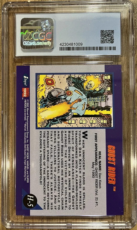 Ghost Rider H-5 Hologram! Marvel Universe Series 3 1992 PSA CGC 8.0 NM/Mint! - Image 2 of 2