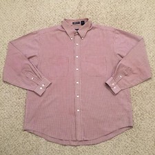 Van Heusen Shirt Mens Large Red Check Long Sleeve Button Down