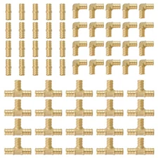 60 PCS 3/4" EFIELD PEX  Crimp Brass  Fittings Elbow, Coupling, Tee(20 PCS/Each)