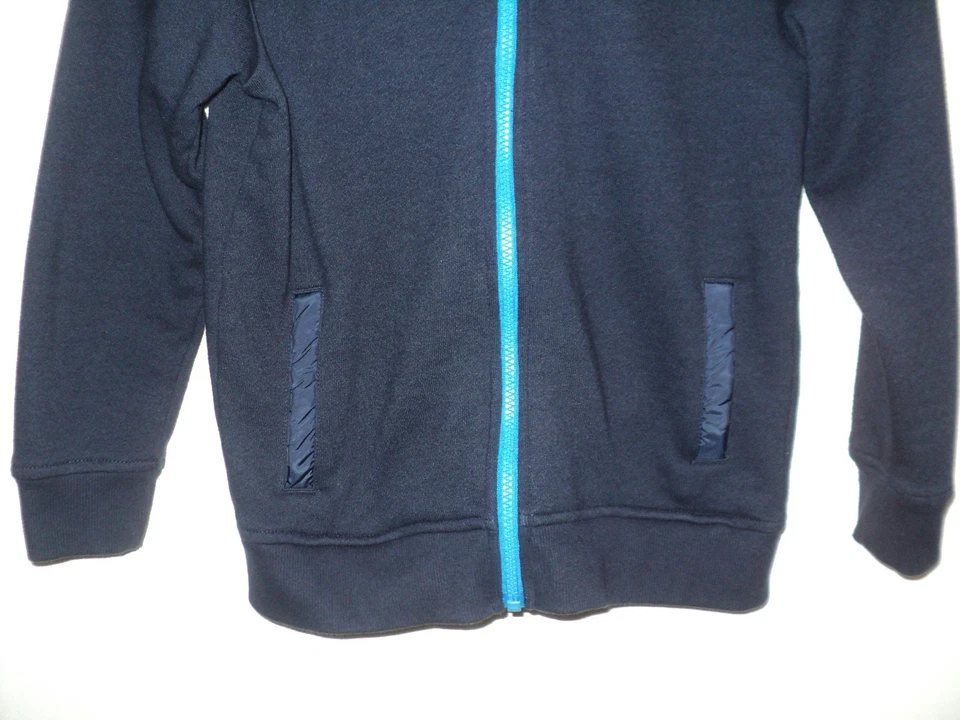 Sudadera con Capucha Gymboree Niños Talla M 7-8 Negra y Azul Cremallera Completa Mangas Sin Forro Foto 3 de 4