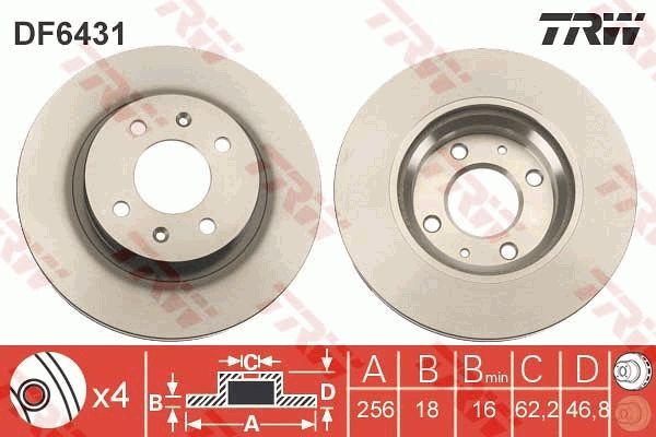 2X Trw DF6431 Bremsscheibe FüR Hyundai-image