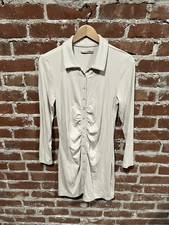 Abercrombie & Fitch LS Collared Ribbed Beige Womens NWT Petite Large Dress