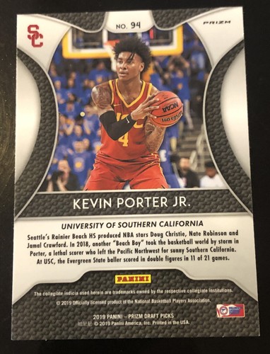 Prizm Draft #94 2019 Kevin Porter Jr ¡Blue Prizm Rookie! COHETES - Imagen 2 de 2