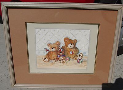 Debra Ruddeforth Debra Ruddeforth Teddy Bears Watercolor - Signed – Framed - Size 17.5 x ...