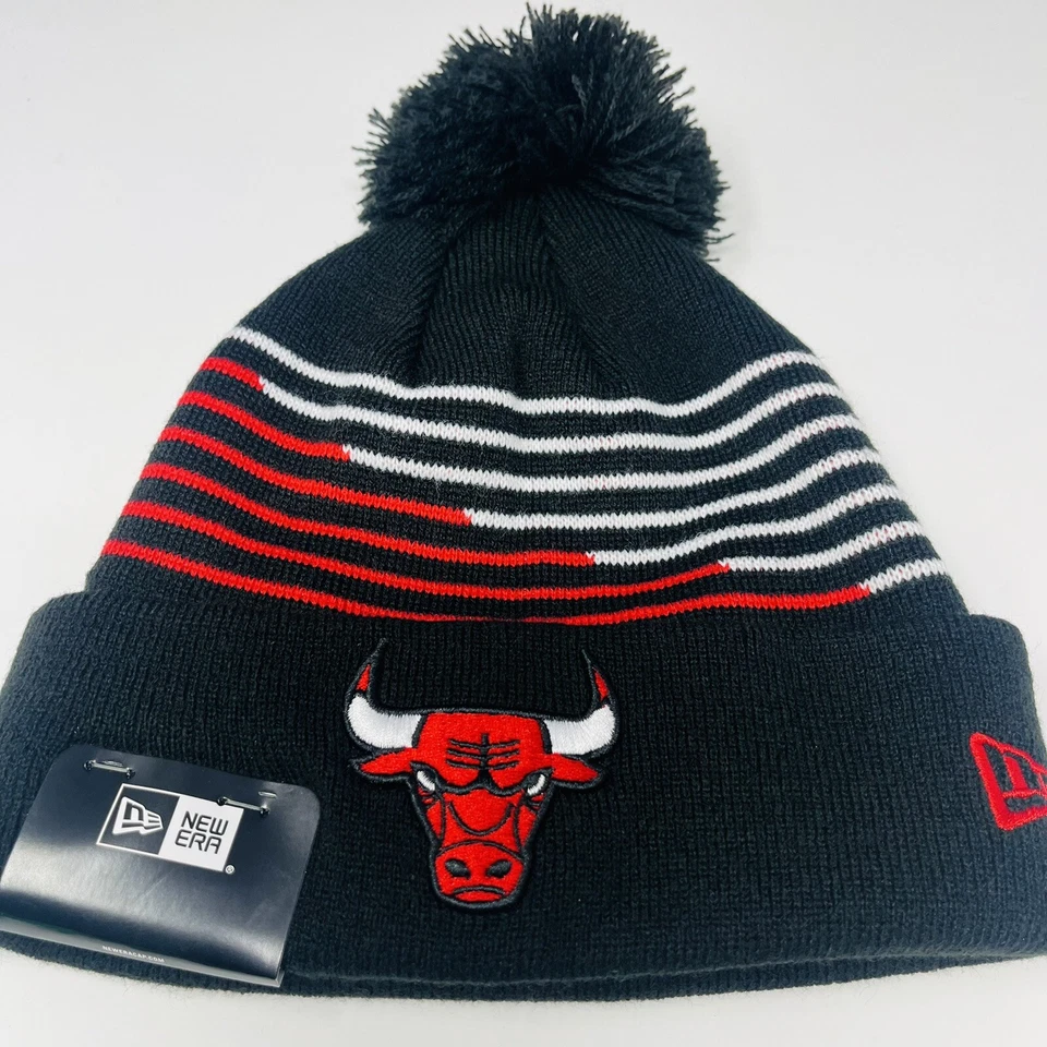 NUEVA ERA Chicago Bulls Logo Pom Puño Gorro Tobogán Tejido Zig Zag Sombrero Gorra Nuevo con Etiquetas Foto 2 de 4