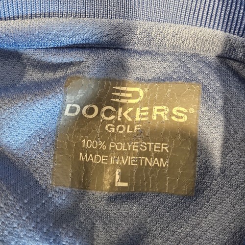Dockers Golf Men's Blue White Short Sleeve Polyester Polo Shirt Size Large - 第 7/9 張圖片