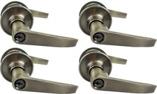 Entry Door Lever Lock - Keyed Alike - Antique Brass - Set of 4