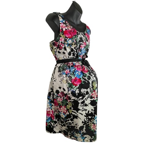 Motherhood Maternity White Black Pink Blue Floral Knee Length Sheath Dress Large - Picture 4 of 13