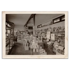 Portland Oregon General Store Photo 1930s Grocery Shop Clerk Shelving & Signs