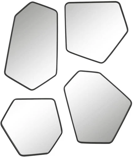 Contemporary Black Iron & Glass Mirror Set of 4 by  Linneah - Picture 4 of 5