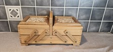 Vintage Wooden Hand Made 2 Tier Cantilever Sewing Box Storage Smaller Sized