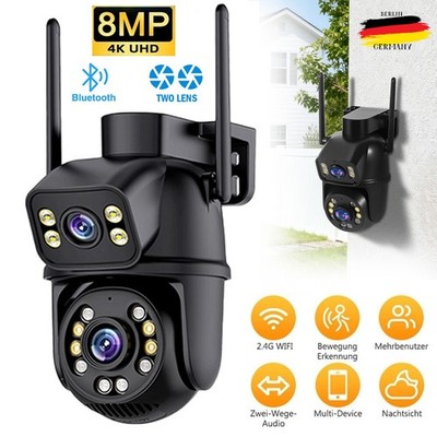 Dual Lens 8mp Funk Wlan Wifi Ip Netzwerk Camera Outdoor Außen Überwachungskamera
