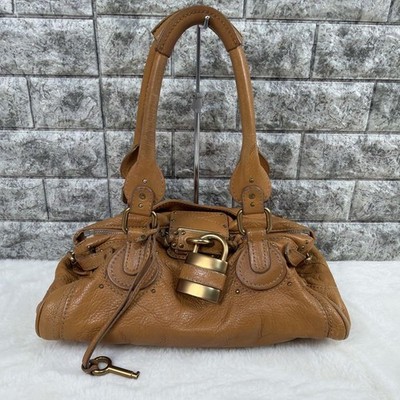 Chloe Mini Paddington Camel Leather Handbag Padlock Satchel Bag