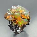 Handmade 10 ct+ Natural Opal Ring 925 Sterling Silver Size 8 /R482356