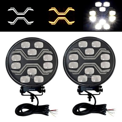 2x LED Scheinwerfer mit 3 Funktionen Ø220 mm Fernlicht Warnlicht für LKW OFFROAD