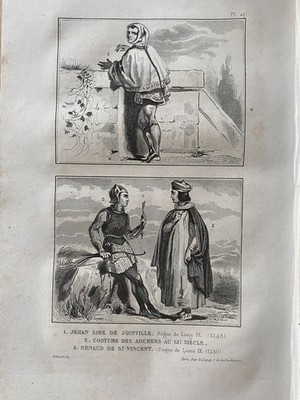 Engraving France ''Jehan Sire De Granville - Renaud De St Vincent - Archer''