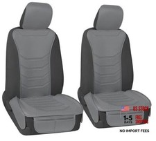 LuxeFit Seat Covers for Cars Trucks Van SUV 2 Pack , Premium Faux Solid Gray