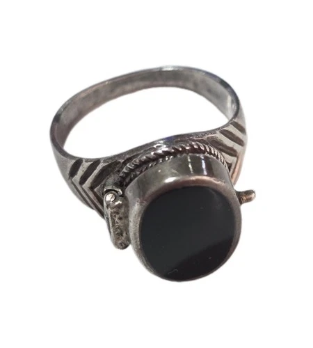 Vintage Locket Ring 925 Sterling Silver Size P Band Fine Jewellery 7.1 Grams