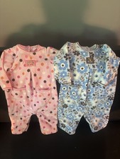 Carter's 6 Months Fleece Footed Sleeper One Piece 2pc Lot Floral Polka Snap
