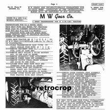 Mw Gear Co. 9 Speed Transmission Ih Farmall H M Super M Mta Manual Set Mw Gear Co. 9 Speed Transmission Ih Farmall H M Super M Mta Manual Set