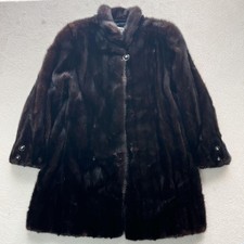 Cappotto semi lungo pelliccia visone marrone scuro SAGA VISONE LUCIDO AUTENTICO Giappone US M