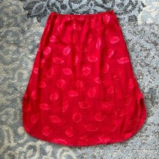 Ashley Taylor Vintage Sheer Leaf Embossed Half Slip Red Medium