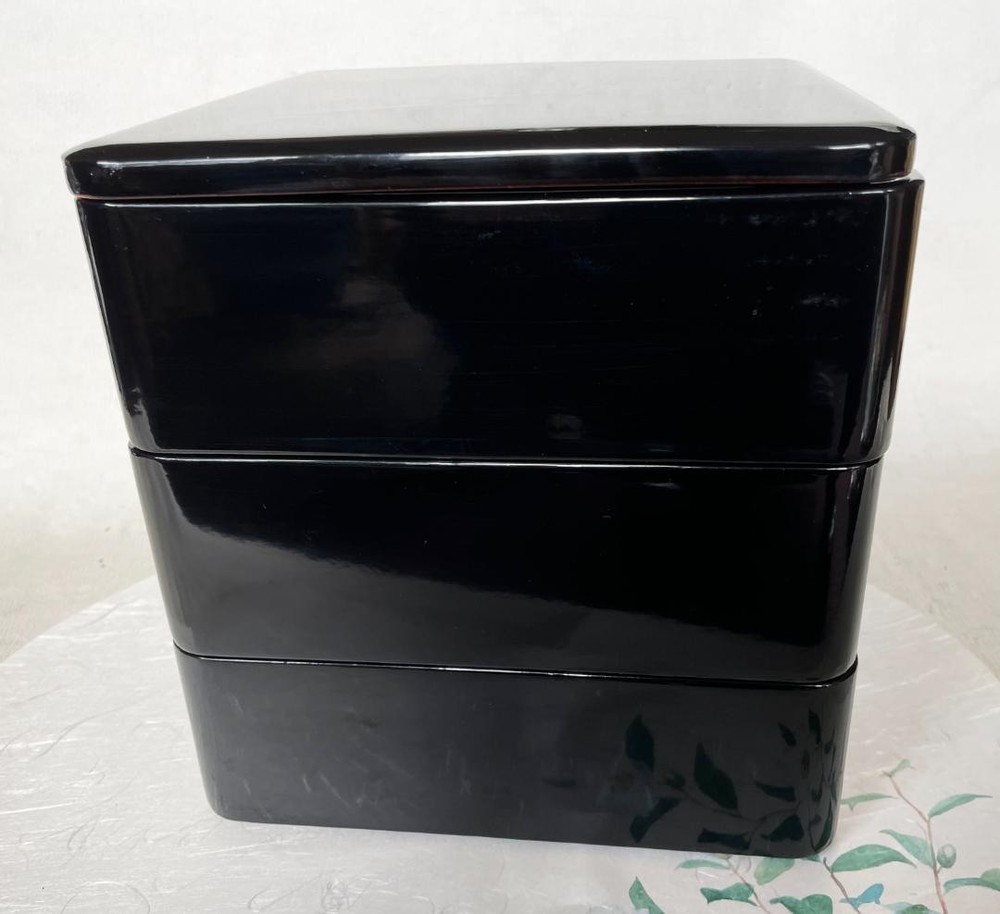 Jubako Bento Box Japanese Osechi 3tier wooden lacquered black 6.5 inch Inner ver Jubako Bento Box Japanese Osechi 3tier wooden lacquered black 6.5 inch Inner ver