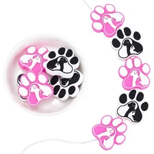1box 10pcs 2 colors Paw Print Food Grade Silicone Beads Chewing Beads