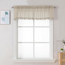 Chyhomenyc Sheer Taupe Valances for Windows 2 Pack, Small Window Curtains for...