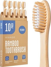 Bamboo Toothbrushes Medium Bristles 10 Pack BPA Free Medium Bristles