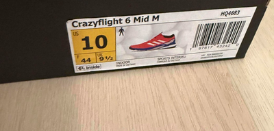 SIZE 10 - Adidas Crazyflight 6 Mid Indoor 'Team Solar Orange