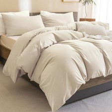 Cotton Comforter King Size,Solid Color Bedding Comforter Set Linen Feel Textu...