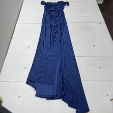 SHEIN Dress Womens Medium US 6 Navy Blue Off Shoulder Ruched Maxi Formal Gown