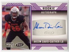 2020 SAGE HIT #A43 Akeem Davis-Gaither Rookie Auto Purple App State Mountaineers