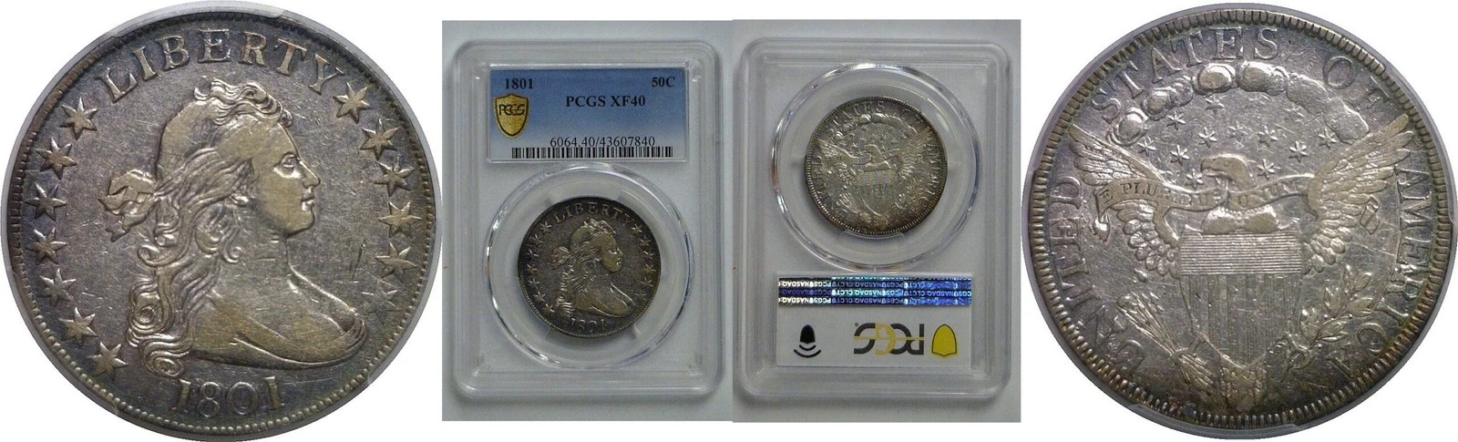 1801 Bust Half Dollar   PCGS XF-40