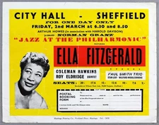 JAZZ AT THE PHILHARMONIC – rare vintage original Sheffield 1962 concert handbill