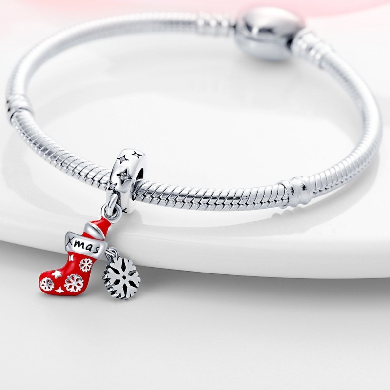 KUNSIR 925 Sterling Silver Christmas Charm For Bracelet Stock Pendant DIY Gifts