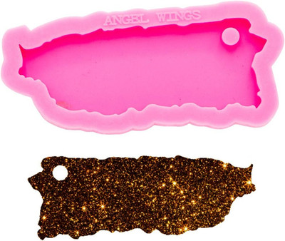Shiny Glossy Puerto Rico Map Resin Keychain Molds - Silicone Mold for Epoxy Resi