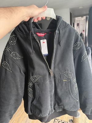 Supreme Paisley Studded Work Jacket FW23 Black Size Large Zip Up