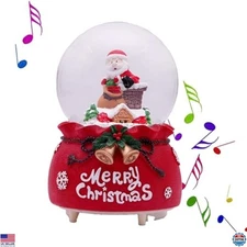 6-Inch Musical Santa Snow Globe - Light-Up, Color-Changing Christmas Decoration