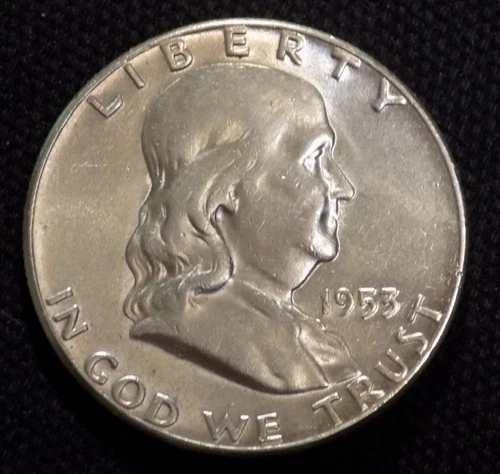 1953 P Franklin Silver Half Dollar AU Details
