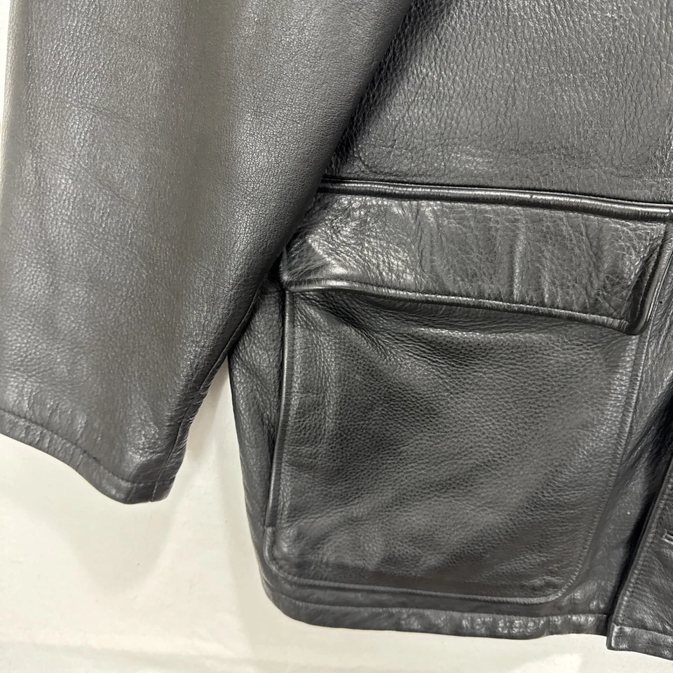 Винтажный поле Gear кожи Bomber куртка тяжелая мужская Sz M/L высокий полный молнии кнопки - Изображение 3 из 4