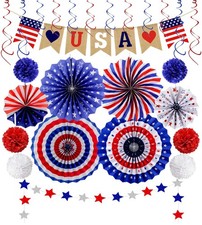 4th of July Decorations LOVE USA Banner Patriotic Red White Blue 26Pcs