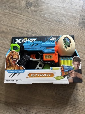 X-Shot Dino Attack Extinct Foam Dart Blaster Zuru gun W/8 DARTS And Egg Target