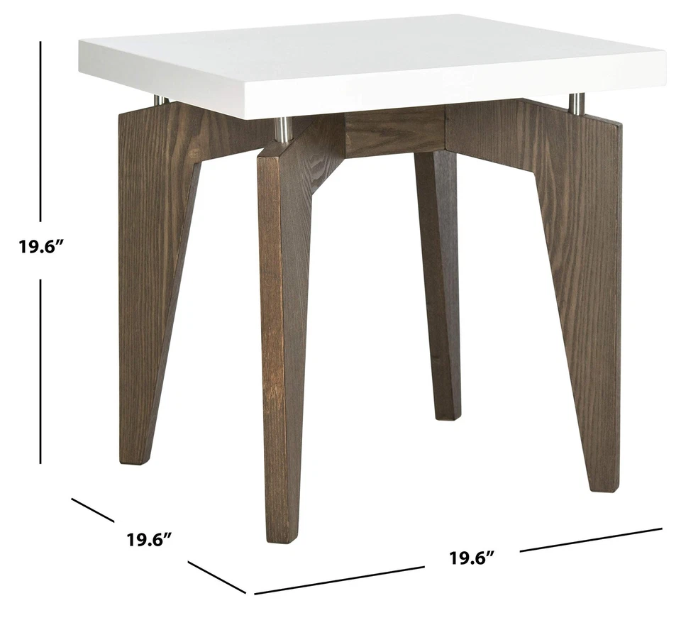 Home Collection Josef Mid-Century Modern White and Dark Brown End Table - Image 3 of 4