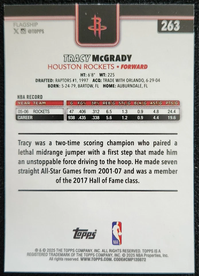 2025-26 Topps - Tracy McGrady #263 Wood 24/25 - Image 2 of 2